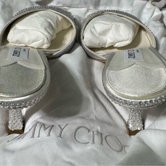 Jimmy Choo Silver Heels with Elegant Curved Design - Picture 8 of 14
